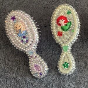 Decorative Beaded Hair Brushes with Princess Designs